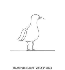 One continuous line drawing of bird at the beach vector design illustration. Summer holiday themes design in simple linear continuous style vector concept. Suitable for education design purpose