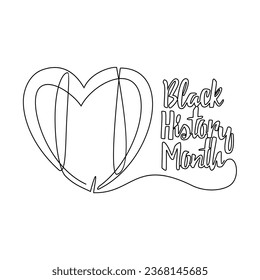 One continuous line drawing of black history month with white background. black history month design in simple linear style. black history month design concept with three color vector illustration.