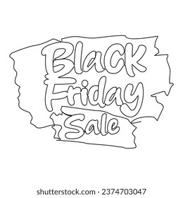 One continuous line drawing of Black Friday Sale. Black Friday Sale in simple linear style illustration. Shopping season design concept vector. Suitable for greeting card, poster and banner.