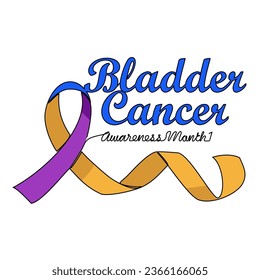 One continuous line drawing of bladder cancer awareness month with white background. Awareness ribbon design in simple linear style. healthcare and medical design concept vector illustration.