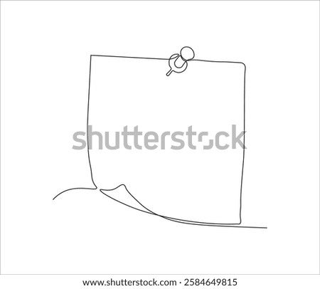 One continuous line drawing of blank pinned note. ppt single line drawing of blank pinned note. editable stroke