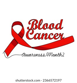 Un dibujo continuo de la línea del mes de sensibilización sobre el cáncer de sangre con antecedentes blancos. Diseño de cinta de concientización en estilo lineal simple. ilustración vectorial del concepto de diseño médico y de salud.