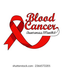 One continuous line drawing of blood cancer awareness month with white background. Awareness ribbon design in simple linear style. healthcare and medical design concept vector illustration.