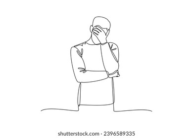 One continuous line drawing of Blue Monday concept. Doodle vector illustration in simple linear style.
