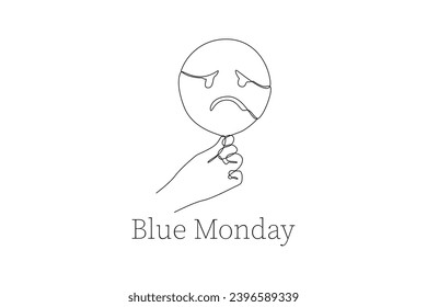 Un dibujo de línea continua del concepto del Lunes Azul. Ilustración del vector Doodle en un estilo lineal simple.