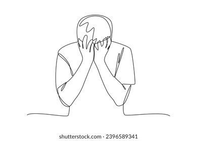 One continuous line drawing of Blue Monday concept. Doodle vector illustration in simple linear style.