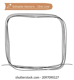 One continuous line drawing blunt square frame  Black layered contour white background  Vector sketch illustration  Can be used for animation   text 