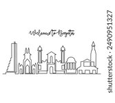 One continuous line drawing of Bogota skyline vector illustration. Modern city in South America in simple linear style vector design concept. Big city in Colombia. Iconic architectural building