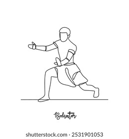 One continuous line drawing of Bokator sports vector illustration. Traditional sports design in simple linear continuous style vector concept. Sports theme design for your asset design illustration.