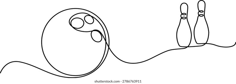 One continuous line drawing bowling. sport ball concept. One line draw graphic design vector