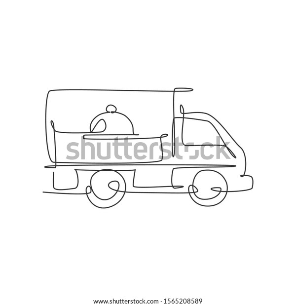 one continuous line drawing box car stock vector royalty