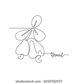 One continuous line drawing of Brazil signature themes design vector illustration. Brazil iconic food in simple linear style vector concept. Good design illustration for tourism and travel campaign