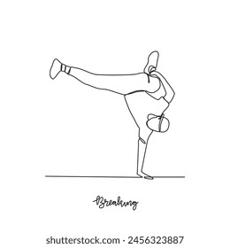 One continuous line drawing of Breaking sports vector illustration. Breaking sports design in simple linear continuous style vector concept. Sports themes design for your asset design illustration