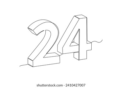 One continuous line drawing of Bricks with numbers. Numeral cube concept. Doodle vector illustration in simple linear style.