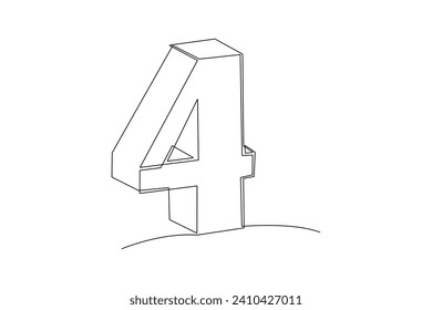 One continuous line drawing of Bricks with numbers. Numeral cube concept. Doodle vector illustration in simple linear style.