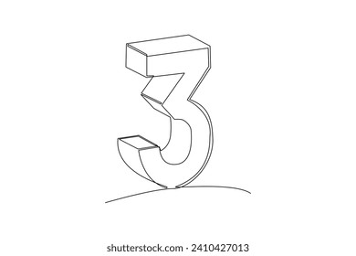 One continuous line drawing of Bricks with numbers. Numeral cube concept. Doodle vector illustration in simple linear style.