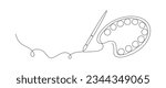 One continuous line drawing of brush and painting palette. Paintbrush symbol for creative and art school in simple linear style for logo and card. Editable stroke. Vector illustration