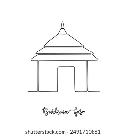 One continuous line drawing of Burkina Faso traditional house vector illustration. Country traditional house in simple linear style vector design concept. Historical education for all students people.