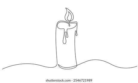 um desenho de linha contínua de vela acesa 
