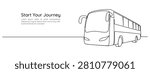 One continuous line drawing of Bus. Oneline vector illustration perfect for public transportation vehicle in abstract doodle style. Perfect for urban travel, tourism and graphic design projects.