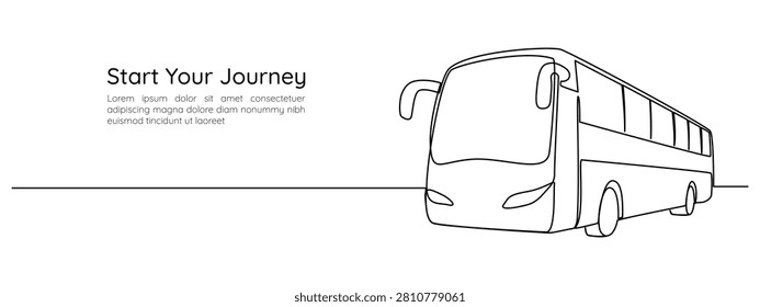 One continuous line drawing of Bus. Oneline vector illustration perfect for public transportation vehicle in abstract doodle style. Perfect for urban travel, tourism and graphic design projects.