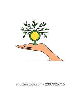 One continuous line drawing of business growth design concept. Business illustration in simple linear style. Business design concept vector illustration