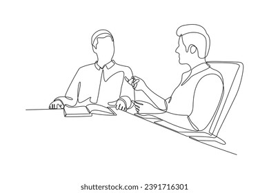 One continuous line drawing of Business people shaking hands. Agreement, trust, cooperation concept. Doodle vector illustration in simple linear style.