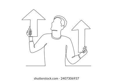 One continuous line drawing of Business performance analysis, benchmark metrics audit concept. Doodle vector illustration in simple linear style.