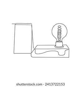 Un diseño de línea continua de diseño de ideas de negocio. idea con la lámpara como ilustración de símbolo en un estilo lineal simple. Ilustración vectorial de concepto de diseño empresarial para activos.