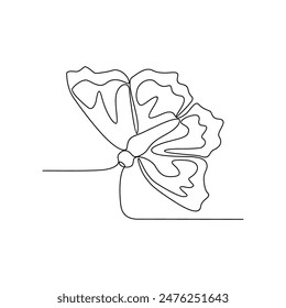 One continuous line drawing of 
Butterflies are flying and will land on flowers vector illustration. Animal themes design concept in simple linear style. Beautiful animal with variance body colors.