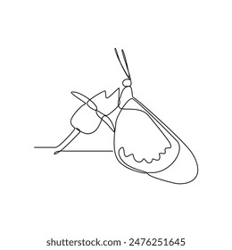 One continuous line drawing of 
Butterflies are flying and will land on flowers vector illustration. Animal themes design concept in simple linear style. Beautiful animal with variance body colors.