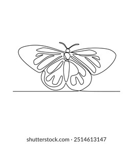 One continuous line drawing of 
Butterflies are flying and will land on flowers vector illustration. Animal themes design concept in simple linear style. Beautiful animal with variance body colors.