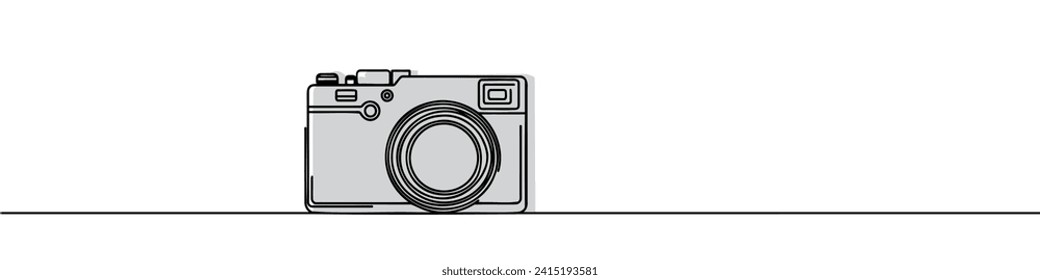 One continuous line drawing of a camera.