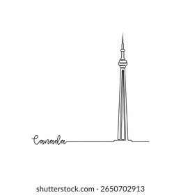One continuous line drawing of Canada signature themes design vector illustration. Canada iconic building in simple linear style vector design concept. Good design for tourism and travel campaign.