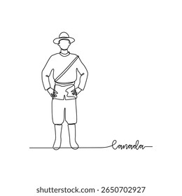 One continuous line drawing of Canada signature themes design vector illustration. Canada national clothes in simple linear style vector design concept. Good design for tourism and travel campaign.