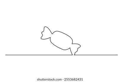 One continuous line drawing of candy. one continuous line drawing of two sweet candy isolated on white background, One continuous line illustration of a candy, isolated on white background.
