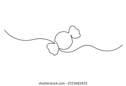 One continuous line drawing of candy. one continuous line drawing of two sweet candy isolated on white background, One continuous line illustration of a candy, isolated on white background.