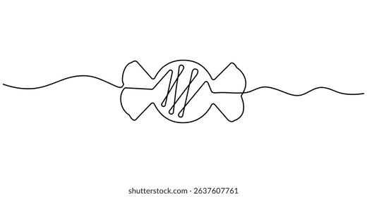 One Continuous Line Drawing of Candy Icon. Single Line Vector Illustration, Sweet Candy single outline illustration. Continuous line art drawing of candy for kids. Editable stroke, Candy.