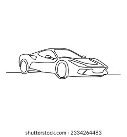 One continuous line drawing of car as land vehicle with white background. Land transportation design in simple linear style. Non coloring vehicle design concept vector illustration	