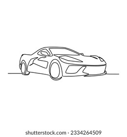 Un plano de línea continua del coche como vehículo terrestre de fondo blanco. Diseño de transporte terrestre en estilo lineal simple. Ilustración vectorial del concepto de diseño de vehículos sin colorear	