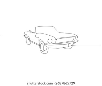 Um desenho de linha contínua do carro. linha única do carro vintage e moderno. ilustração super carro. contorno editável