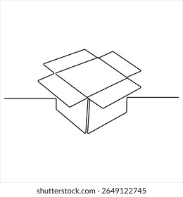 Um desenho de linha contínua de uma caixa de papelão minimalista Parcel e Courier conceito de entrega vetor ilustração