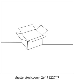 Um desenho de linha contínua de uma caixa de papelão minimalista Parcel e Courier conceito de entrega vetor ilustração
