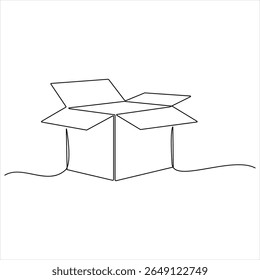 Um desenho de linha contínua de uma caixa de papelão minimalista Parcel e Courier conceito de entrega vetor ilustração