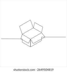 One continuous line drawing of a Cardboard Box minimalist Parcel and Courier delivery concept vector illustration