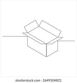 Um desenho de linha contínua de uma caixa de papelão minimalista Parcel e Courier conceito de entrega vetor ilustração