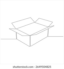 Um desenho de linha contínua de uma caixa de papelão minimalista Parcel e Courier conceito de entrega vetor ilustração