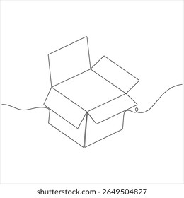 Um desenho de linha contínua de uma caixa de papelão minimalista Parcel e Courier conceito de entrega vetor ilustração