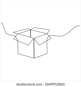 Um desenho de linha contínua de uma caixa de papelão minimalista Parcel e Courier conceito de entrega vetor ilustração