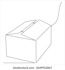 One continuous line drawing of a Cardboard Box minimalist Parcel and Courier delivery concept vector illustration